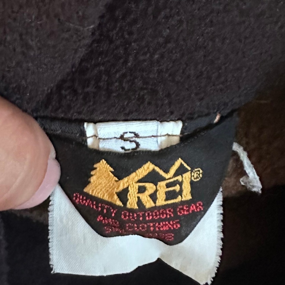 Vintage REI Sherpa Fleece Jacket Size S Brown Full Zip Deep Pile Mountain Logo - Picture 4 of 5